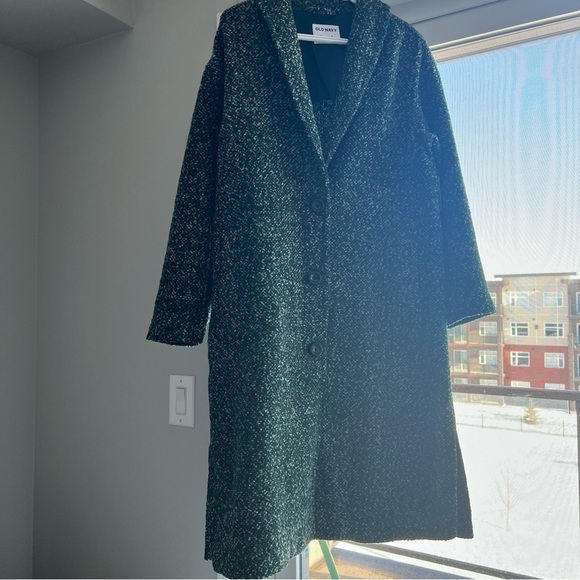 NWT Old Navy women's Relaxed Textured Overcoat for Women, XS, Green - Picture 7 of 12